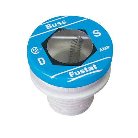 EATON BUSSMANN Plug Fuse, S Series, Time-Delay, 10A, 125V AC, Indicating, 10kA at 125V AC BP/S-10